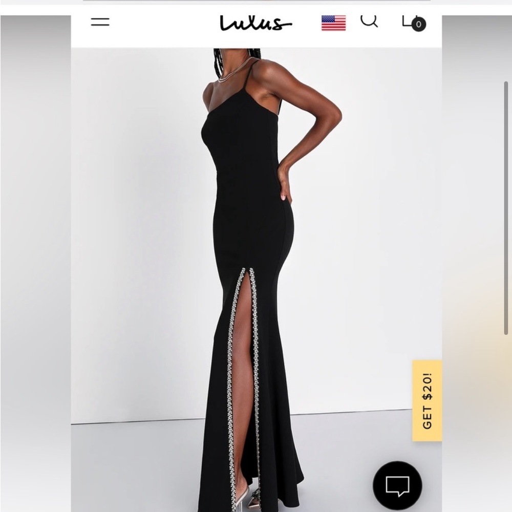 Lulus one shoulder gown with jeweled split size small